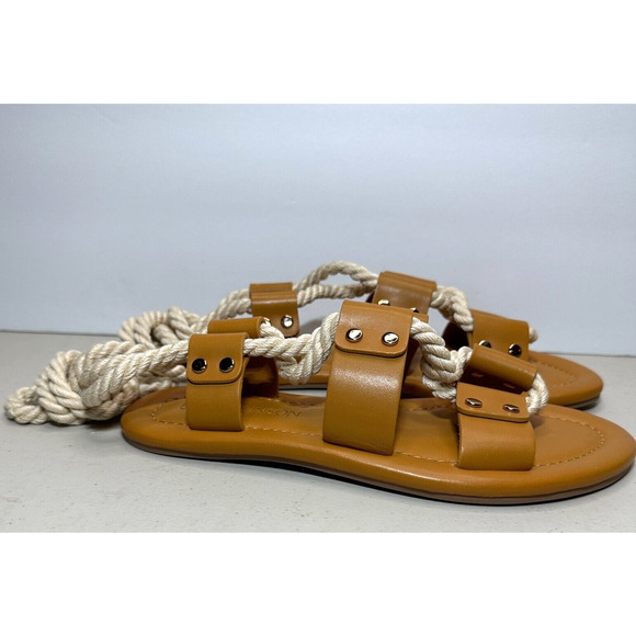 Ulla Johnson Eva Rope Leather Calf Skin Flat Sandals Camel Women's 4.5-5/35 NWOB - Picture 9 of 15